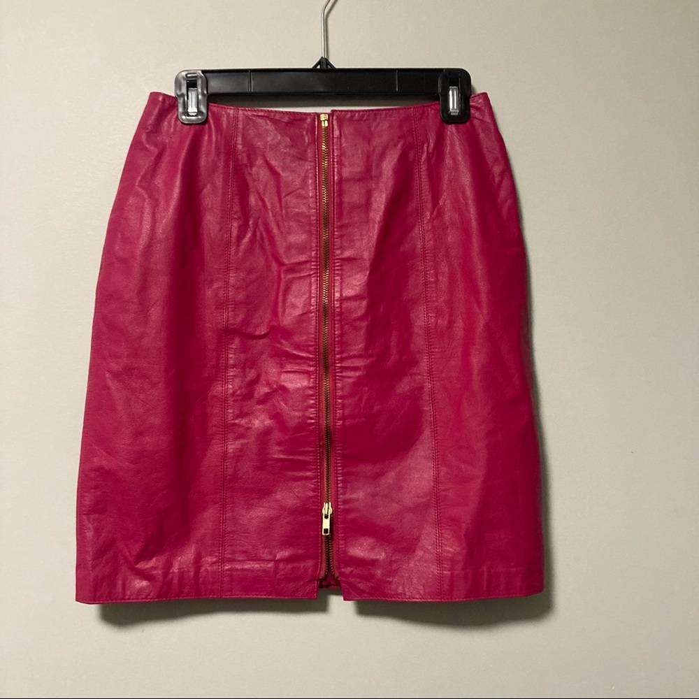 Vintage pink barbiecore leather zip skirt
